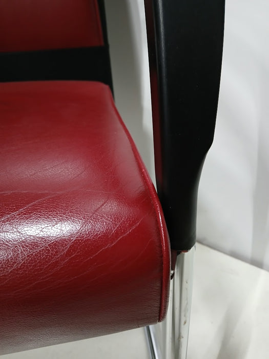 Kusch & Co luxe vergaderstoel, rood leder, sledeframe