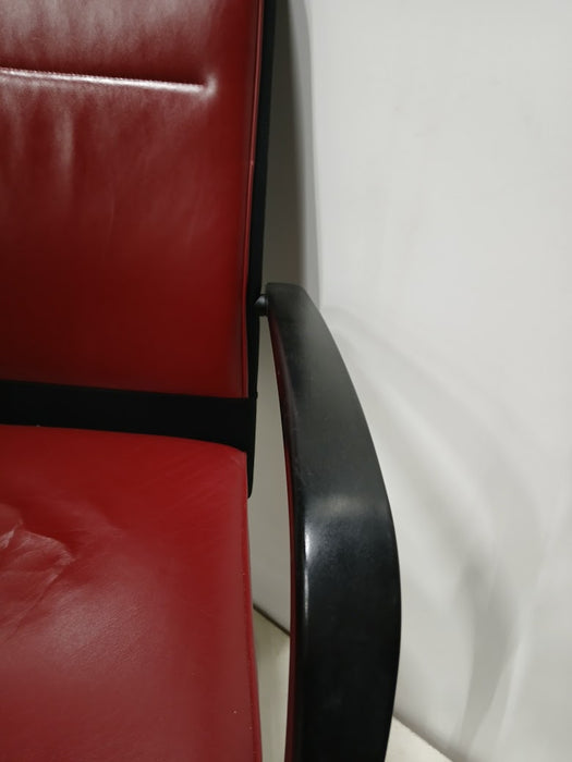 Kusch & Co luxe vergaderstoel, rood leder, sledeframe