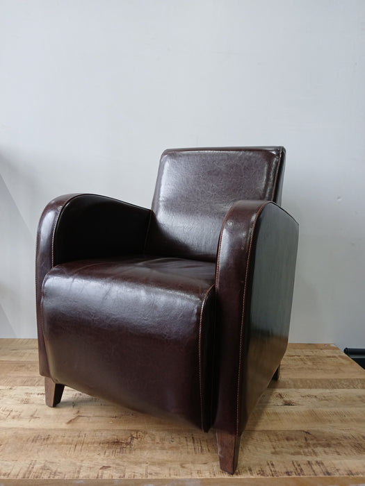 Lederen fauteuil, bruin, B x D x H 65 x 70 x 90 cm