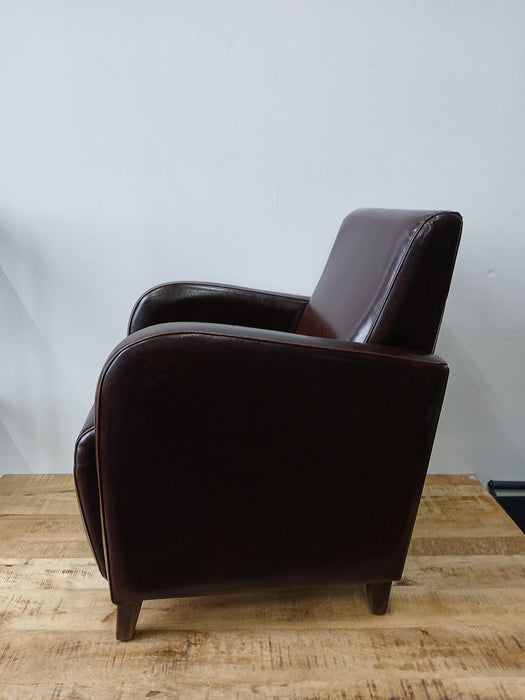 Lederen fauteuil, bruin, B x D x H 65 x 70 x 90 cm