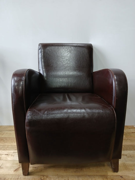 Lederen fauteuil, bruin, B x D x H 65 x 70 x 90 cm