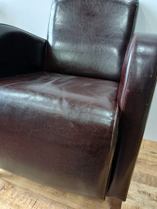 Lederen fauteuil, bruin, B x D x H 65 x 70 x 90 cm