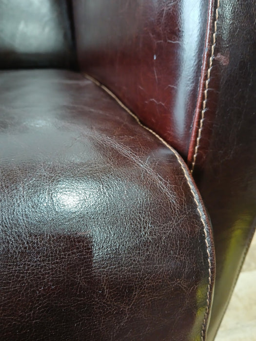 Lederen fauteuil, bruin, B x D x H 65 x 70 x 90 cm