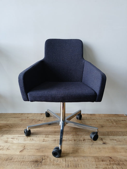 Wagner C-Club fauteuil, blauw stof, BxDxH 67 x 67 x 99 cm