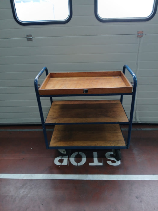 Transport / magazijnkar, staal/hout, L x B x H 90 x 50 x 95 cm