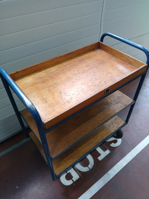 Transport / magazijnkar, staal/hout, L x B x H 90 x 50 x 95 cm