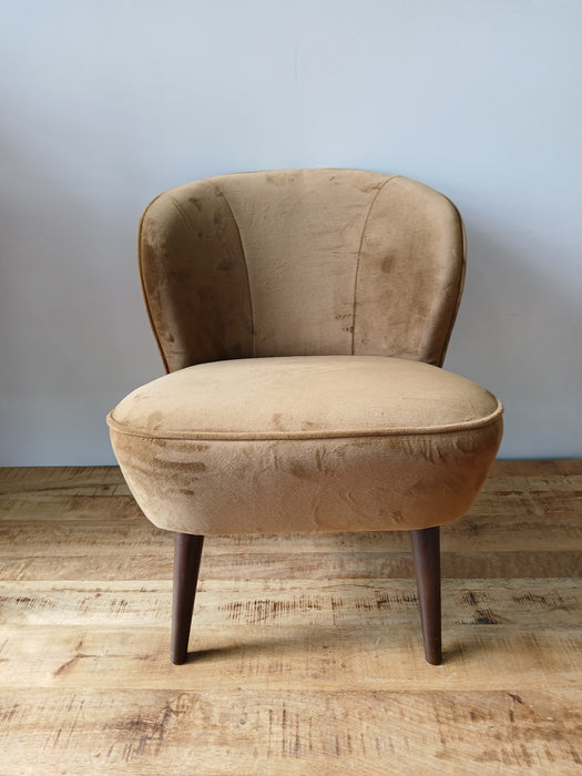 Fauteuil, cognac velvet, B x D x H 58 x 65 x 73 cm