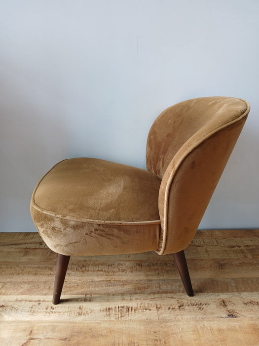 Fauteuil, cognac velvet, B x D x H 58 x 65 x 73 cm