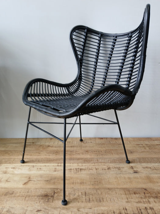 Rotan fauteuil zwart, B x D x H 78 x 70 x 96