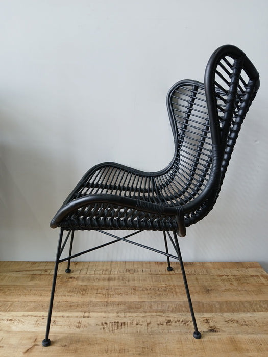 Rotan fauteuil zwart, B x D x H 78 x 70 x 96
