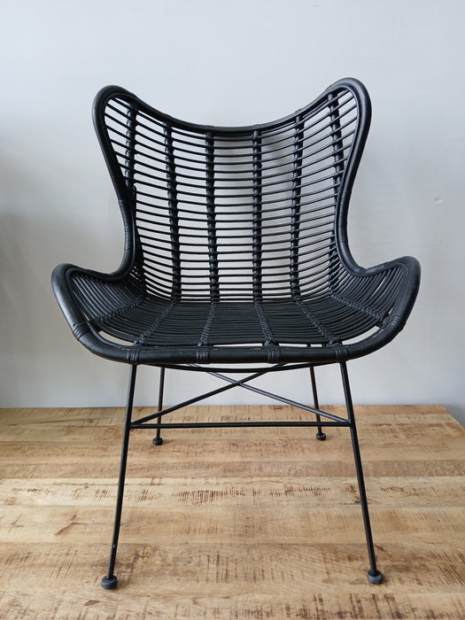 Rotan fauteuil zwart, B x D x H 78 x 70 x 96