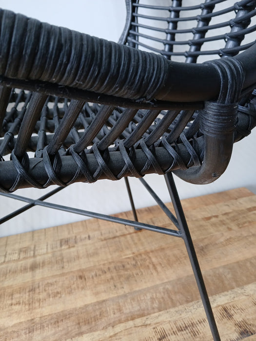 Rotan fauteuil zwart, B x D x H 78 x 70 x 96