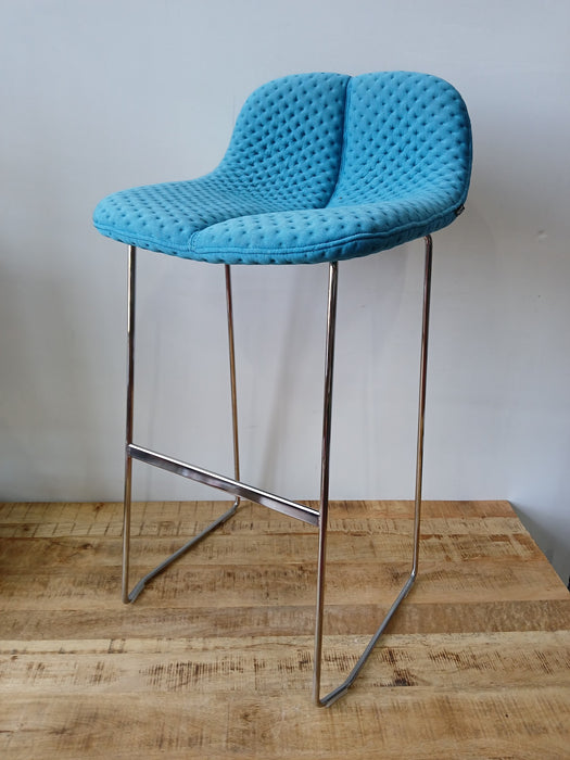 Offecct Duo Barkruk, blauw, chroom buisframe, zith. 76 cm