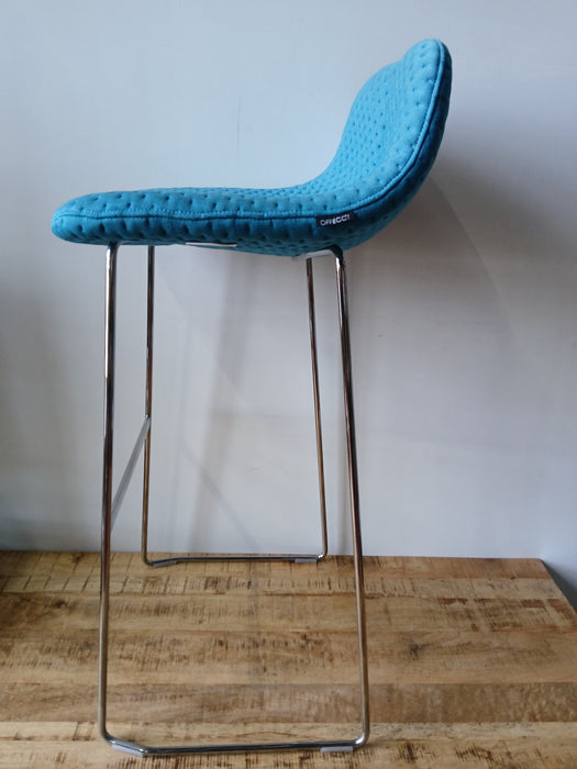 Offecct Duo Barkruk, blauw, chroom buisframe, zith. 76 cm