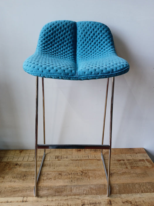 Offecct Duo Barkruk, blauw, chroom buisframe, zith. 76 cm