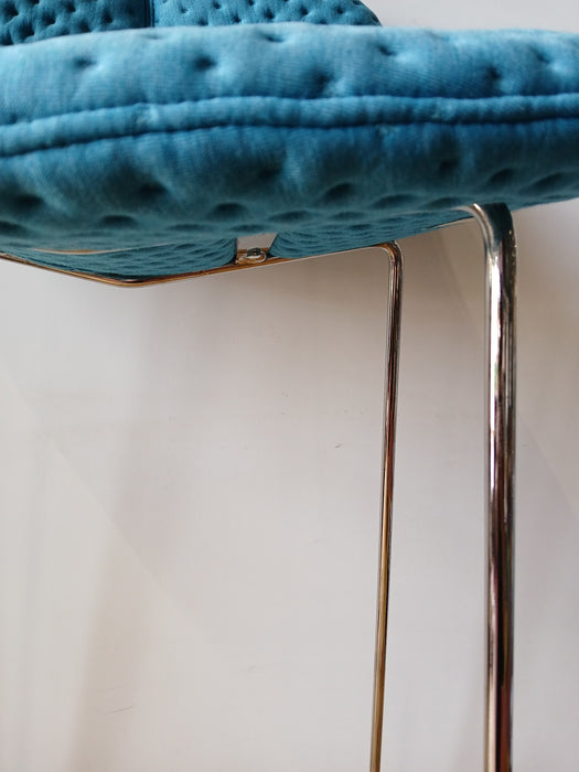 Offecct Duo Barkruk, blauw, chroom buisframe, zith. 76 cm