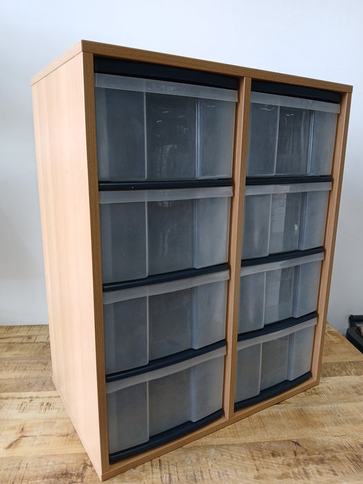 Vakkenkast + 8 opbergboxen, beuken fineer, 70,5 x 43 x 87 cm