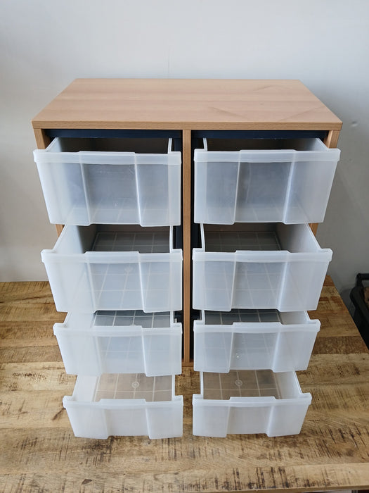 Vakkenkast + 8 opbergboxen, beuken fineer, 70,5 x 43 x 87 cm
