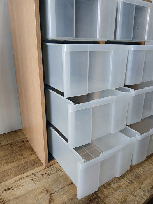 Vakkenkast + 8 opbergboxen, beuken fineer, 70,5 x 43 x 87 cm