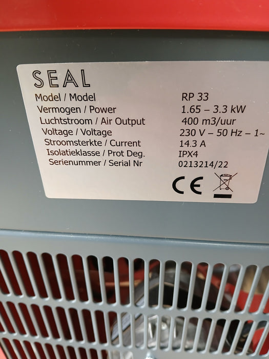 Seal RP33 heater / kachel, rood, B x D x H 25 x 25 x 43 cm