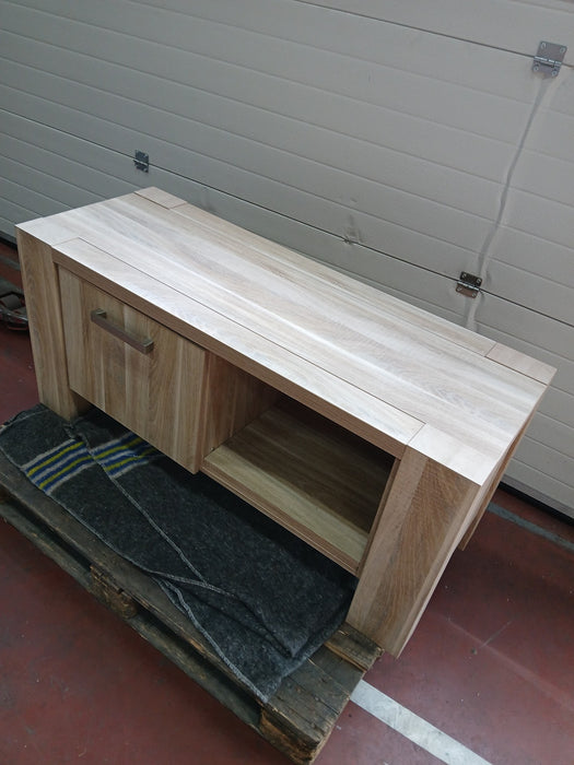 TV-meubel, eiken fineer, B x D x H 124 x 46,5 x 57 cm