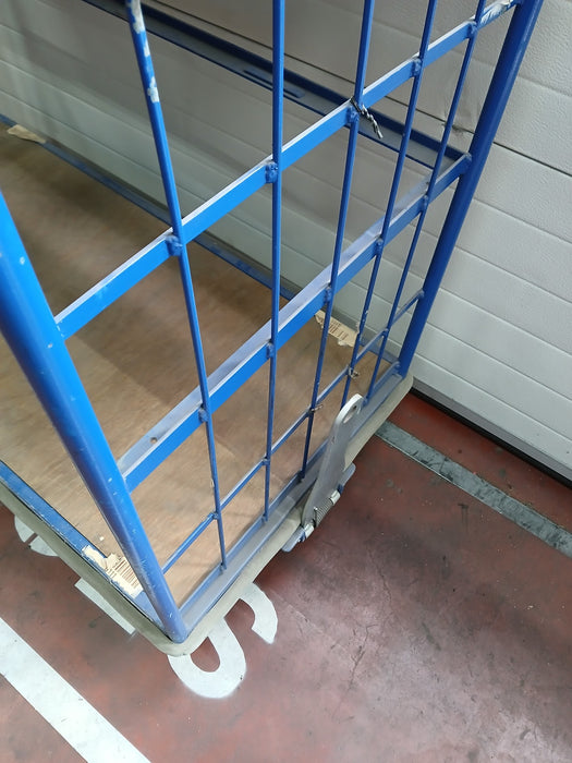 Etagewagen, blauw staal / hout, L x D x H 126 x 62 x 200 cm