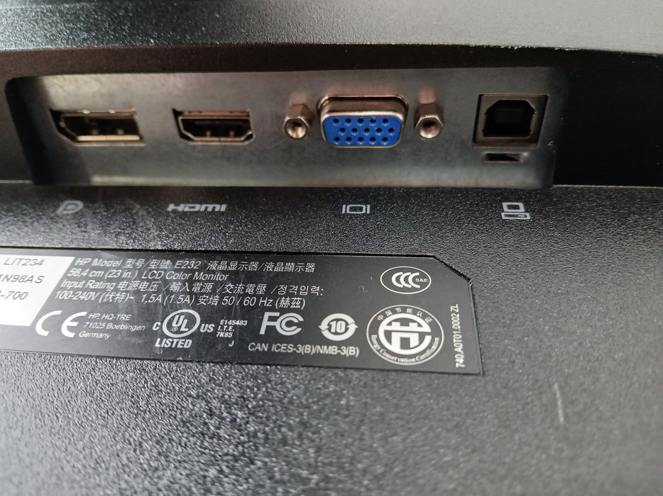 HP EliteDisplay E232 23 # monitor, zwart