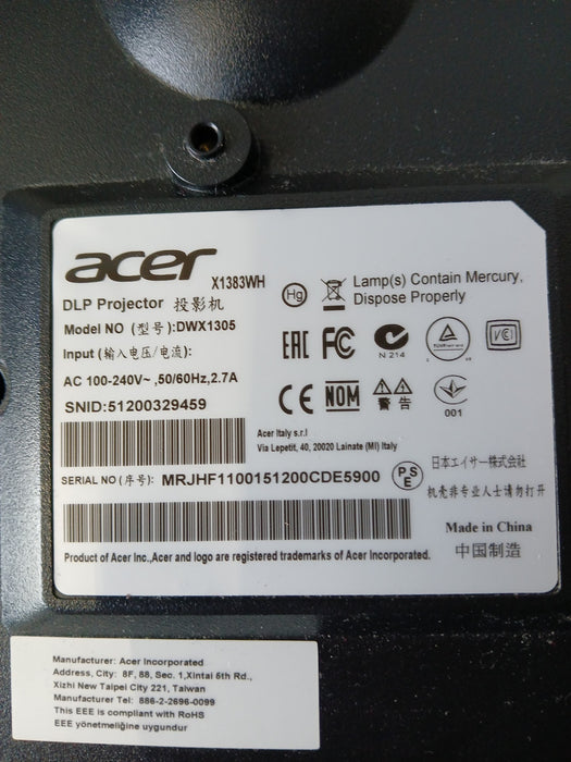 Acer DWX 1305 beamer, zwart