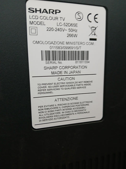 Sharp Aqous LC-52D65E tv, zwart, 52 inch