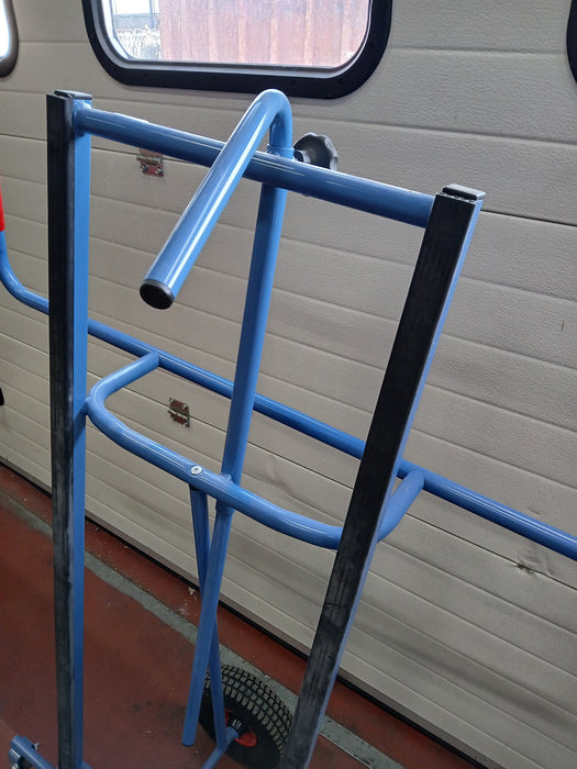 Fetra platenwagen, blauw / staal, H x B 144 x 68 cm
