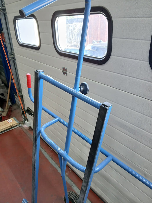 Fetra platenwagen, blauw / staal, H x B 144 x 68 cm