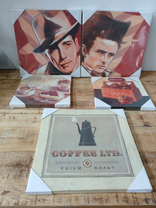 1 set canvas posters + lijst, 40 x 40, 3x en 30 x 30 cm, 2x