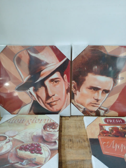 1 set canvas posters + lijst, 40 x 40, 3x en 30 x 30 cm, 2x
