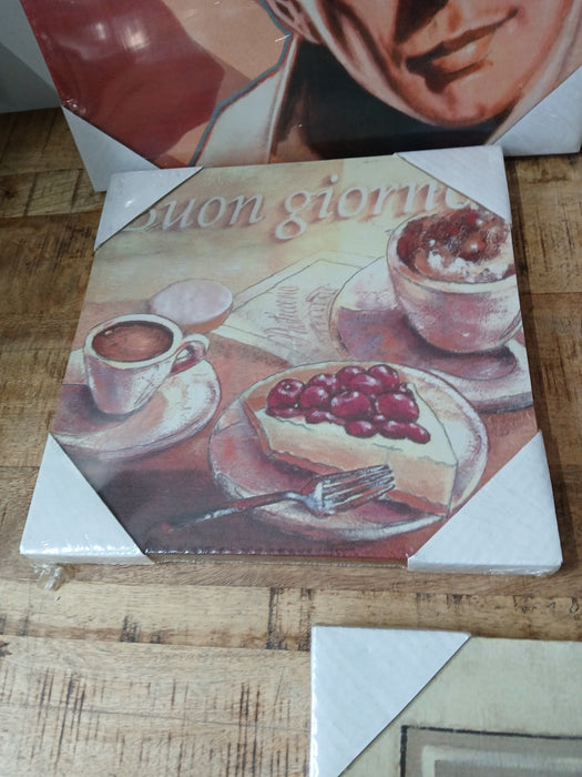1 set canvas posters + lijst, 40 x 40, 3x en 30 x 30 cm, 2x