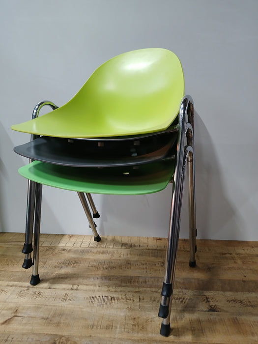 Stapelstoelen, set van 3, groen/mint/grijs, 58 x 55 x 79 cm