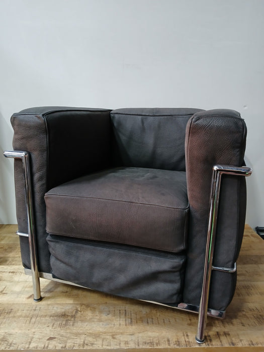 Fauteuil leer antraciet / chroom, B x D x H 76 x 70 x 68 cm