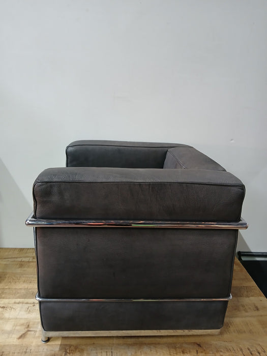 Fauteuil leer antraciet / chroom, B x D x H 76 x 70 x 68 cm