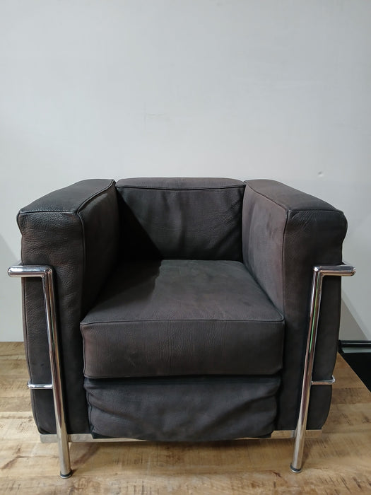 Fauteuil leer antraciet / chroom, B x D x H 76 x 70 x 68 cm