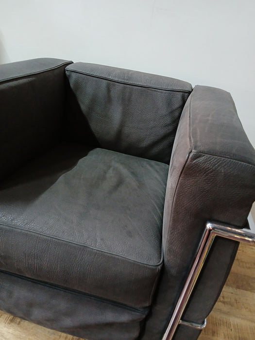 Fauteuil leer antraciet / chroom, B x D x H 76 x 70 x 68 cm