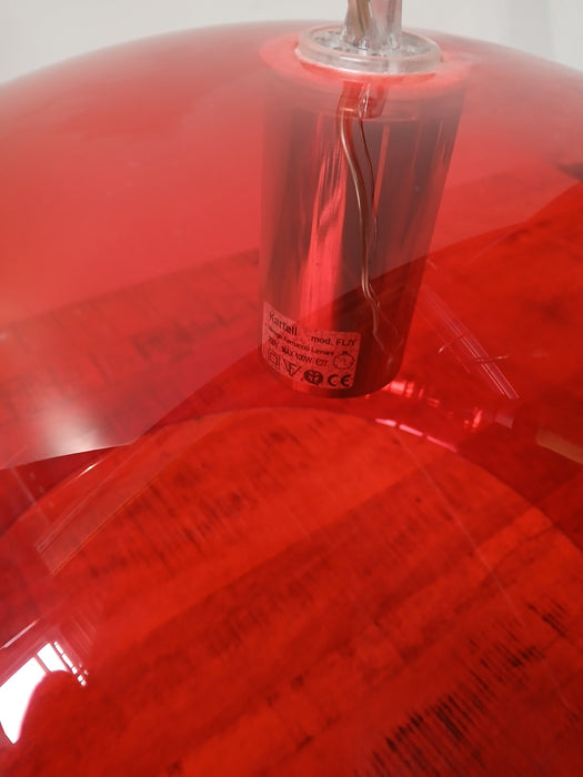 Kartell FL/Y hanglamp, rood transp.  Diam.x H. 52 x 33 cm