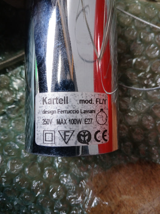 Kartell FL/Y hanglamp, rood transp.  Diam.x H. 52 x 33 cm