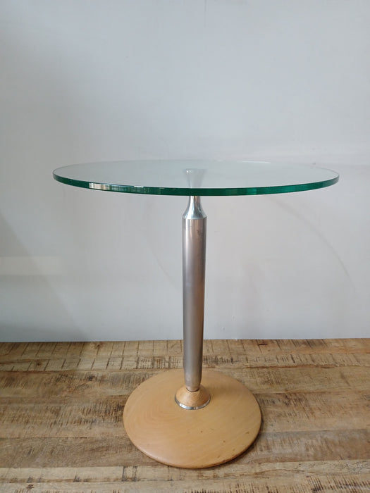 Metaform bijzettafel, glas/chroom, diam. x H 50 x 55 cm