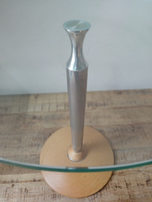 Metaform bijzettafel, glas/chroom, diam. x H 50 x 55 cm