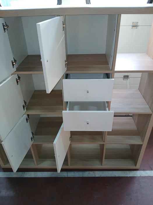 IKEA Kallax kast, 16- vaks, licht eiken, 147 x 39 x 147 cm