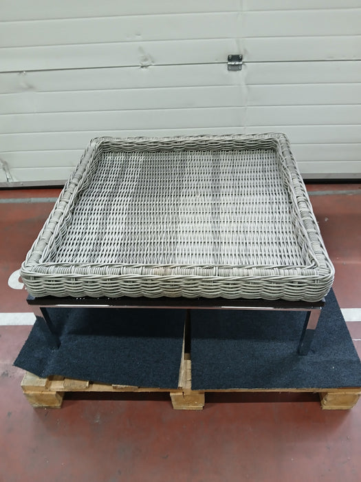 Salontafel, zwart graniet / metalen frame, 80 x 80 x 23 cm