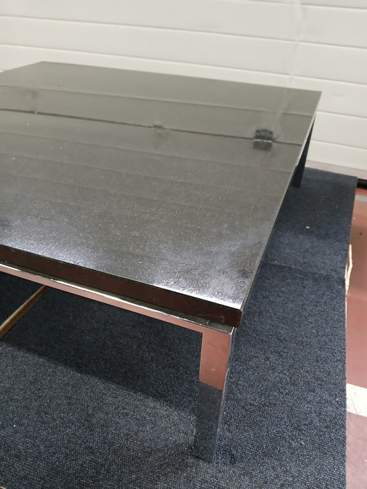 Salontafel, zwart graniet / metalen frame, 80 x 80 x 23 cm