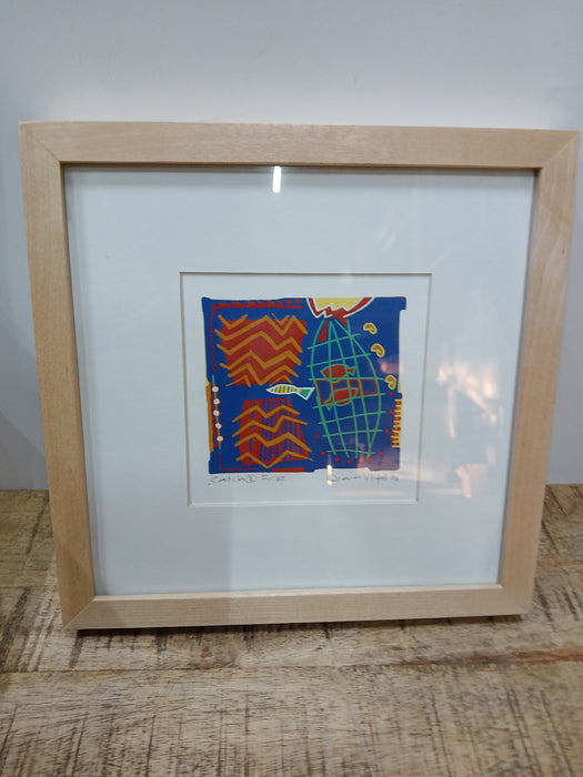 Diana van Hall, zeefdruk "Catch 2", gesigneerd, 12 x 12 cm