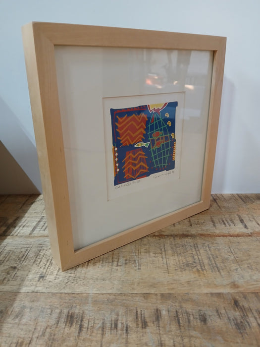 Diana van Hall, zeefdruk "Catch 2", gesigneerd, 12 x 12 cm
