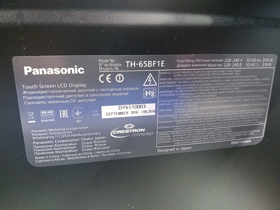 PanasonicTH-65BF1E, 65 inch + Conen Sceta standaard
