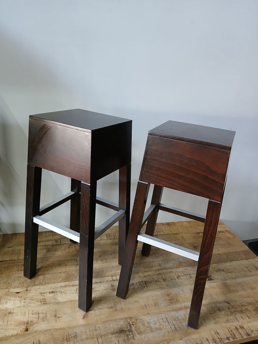 Hutten design barkruk, set van 2, bruin / hout, 29 x 39 x 81 cm